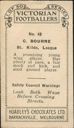 1934 Hoadley's Victorian Footballers #46 Charlie Bourne Back